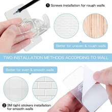 2PCS No Drill Curtain Brackets, Self-Adhesive Rods, Adjustable Curtain Hooks For Rods Under 1.57 Inch (Transparent) - Multicolor - View 7