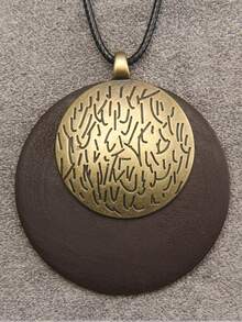 Men Textured Round Pendant Necklace