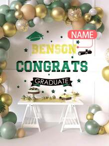 1 Stück 30*120cm anpassbarer Preppy-Style Abschluss Dekoration Wandaufkleber, personalisierter Wandtattoo Text für Schule, Wohnzimmer Zuhause, Eingang, Party Hintergrund, Unterschriftenbrett, PVC abnehmbar