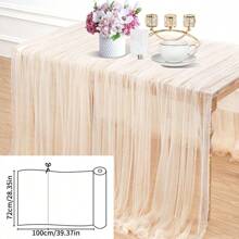 Șervețel de masă din tul alb cu perle, 1 bucată, țesătură din dantelă cu perle pentru arcadă de nuntă, fundal de petrecere, decor de masă, piesă centrală de masă, cadouri pentru ziua de naștere, absolvire, decorațiuni pentru petrecere, burlăcițe, vară, plajă, înapoi la școală, rechizite școlare, decor de cameră