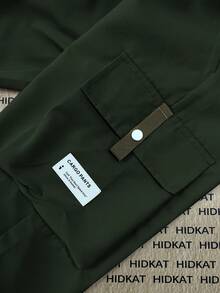 【春夏】男士七分工装裤，夏季抽绳腰带，大口袋，字母贴片，休闲运动裤 - 軍綠色 - 查看 6