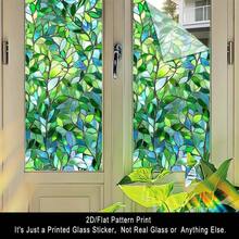 1PC, 2D Flat Dense Vine Green Pattern Frosted Glass Window Film, Transparent PVC Adsorption Glass Door And Window Decoration, Removable Reusable Glass Stickers. 17.71x39.37 Inches (45x100 Cm), Suitable For Home, Kitchen, And Room Use - 17.71*39.37in (45*100cm) - 查看 1
