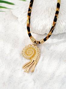 1 pièce Collier de plage d'été Pendentif Soleil Rayonnant Collier à Cordon Vie Marine Crabe Homard Poisson Colliers Style Vacances Bohème Bijoux pour Femmes