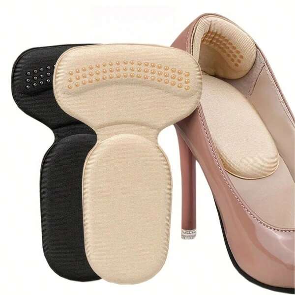 Anti-Slip Heel Cushion Pads For Women's High Heels - Comfortable Half-Size Inserts, Beige Knit Polyester Fabric, Prevents Blisters & Enhances Shoe Fit, Adjustable Shoe Size Solution, Heel Comfort Pads | Snug Fit Enhancer
