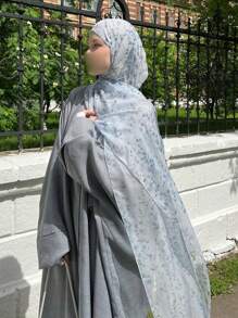 1 pièce Hijab imprimé, foulard léger et minimaliste élégant pour femmes, convient pour le port quotidien et la prière (abaya), toutes saisons
