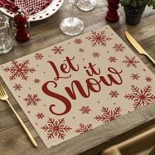 1/4 Set di Tovagliette Natalizie in Lino Stampato a Quadri Bufalo, Babbo Natale Invernale, Albero di Natale, Pupazzo di Neve e Cervo per Tavolo da Pranzo, Lavabili in Poliestere Rettangolari, Sottobicchieri, Tovaglie da Cucina, Tappetini per il Caffè, Adatti per Cucina, Sala da Pranzo, Matrimonio, Decorazione Casa, Decorazione Stanza, Decorazione Interna, Decorazione Tavolo, Decorazione Festa di Natale, Regalo Ideale