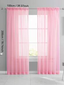 2 件薄纱窗帘，客厅和卧室装饰窗帘 - 粉色 - 查看 5