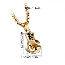 2 Pieces Exquisite Minimalist Men's Vintage Fitness Boxing Glove Pendant Necklace, Punk Stainless Steel Necklace, Birthday Valentine's Day Banquet Party Accessories - màu đen - Xem 3
