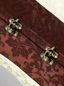 Underbust Corset Punk Design, Gothic Style Brown Overbust Waist Cincher, Short Torso Shaper