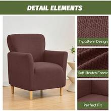 Local Delivery - Banquet Armchair Slipcover Printed Chair Covers With Arms Stretch Club Chair Slipcover Soft Armchair Sofa Covers Anti-Slip Furniture Protector For Dogs Pets Home Living Room Decor, 14 - T-jacquard Dark Brown - 查看 3