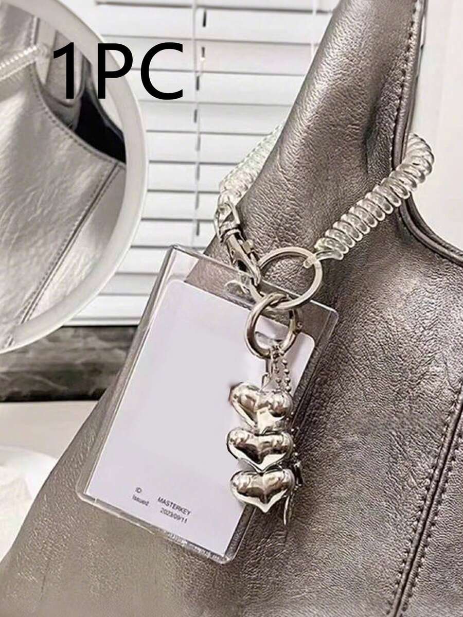 Ví đựng thẻ hình trái tim bằng acrylic unisex, móc khóa hình trái tim màu bạc phong cách Ins, hộp đựng thẻ trong suốt, mặt dây chuyền ốp điện thoại tinh tế, thiết kế tối giản, có thể đựng các loại thẻ nhỏ, thẻ xe buýt, thẻ ngân hàng, thẻ tàu điện ngầm, móc khóa mặt dây chuyền đựng thẻ di động và có thể điều chỉnh, phù hợp cho nhân viên văn phòng và sinh viên, món quà hoàn hảo (Không bao gồm thẻ)