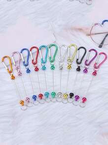 4/8pcs Colorful Beaded Keychains, D-Shaped Clasps, Metal Hooks, DIY Keychains Bulk With Outdoor Hooks For Backpack Pendant Accessories