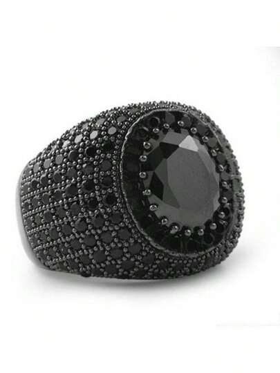 1 pezzo Anello lusso lega di zinco zirconia cubica decorato per uomo per festa lega di zinco nero