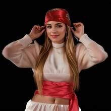 6-Piece Pirate Costume Accessories Set, Including Headband, Necklace, Belt, Black Pirate Eye Mask, Pirate Earrings, Role-Playing Party Halloween Costume Accessories, Cosplay Party Renaissance, Prom Party Dress Up Cos Suit