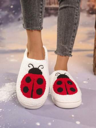 Fashionable & Cute Beetle Pattern Soft Comfortable Non-Slip Embroidered Pattern House Slippers