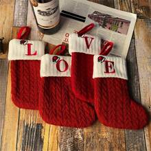 Personalized Baby Shower Christmas Stocking,Christmas Stockings Small Xmas English Letters Hanging Stockings Christmas Socks Double Sided Fireplace Hanging Stockings For Christmas Party Decoration New Year Party Gift Favors Supplies,Knit Monogram Christmas Stockings,Family Holiday Xmas Party Decor
