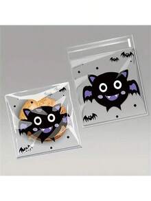 100 piezas Bolsas de Dulces de Halloween - Bolsas de Empaque de Dulces y Galletas con Cierre Automático, Bolsas de Dulces con Diseño de Dibujos Animados - Multicolor - Ver 5