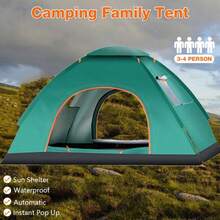 COSANSYS NEW ‎200 X 200 X 135 Cm 3-4 Man Pop Up Camping Tent 2 Window 2 Door Floor Tent Waterproof Hiking Outdoor Camping Tent, Automatic 2-3 Man Person Instant Tent,Pop Up Tent, Lightweight, Waterproof, Easy Set Up For Outdoor Camping, Hiking, Mountaineering, Beach, Include Carry Bag - Dark Green - View 4