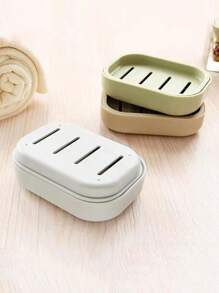 1pc Japanese-Style Double Layer Soap Dish / Creative Bathroom Handmade Soap Dish / Plastic Soap Holder / Soap Box / Bathroom Student Soap Box / Home Travel Portable Soap Box / Double Layer Drainage Soap Box