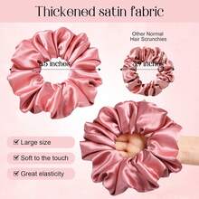 Large Silk Satin Scrunchies For Women Big Scrunchies Jumbo Satin Hair Ties Oversized Hair Scrunchies For Thick Curly Hair Pack Of 6 (Pink,Champagne,Ivory,Gold) - 香檳色 - 查看 2
