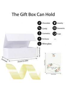 1pc- Gift Box With Lid, Rectangle Foldable, Suitable For Best Man Proposal Box, Wedding, Christmas, Halloween, Birthday Gift Packaging (White) - White - View 9