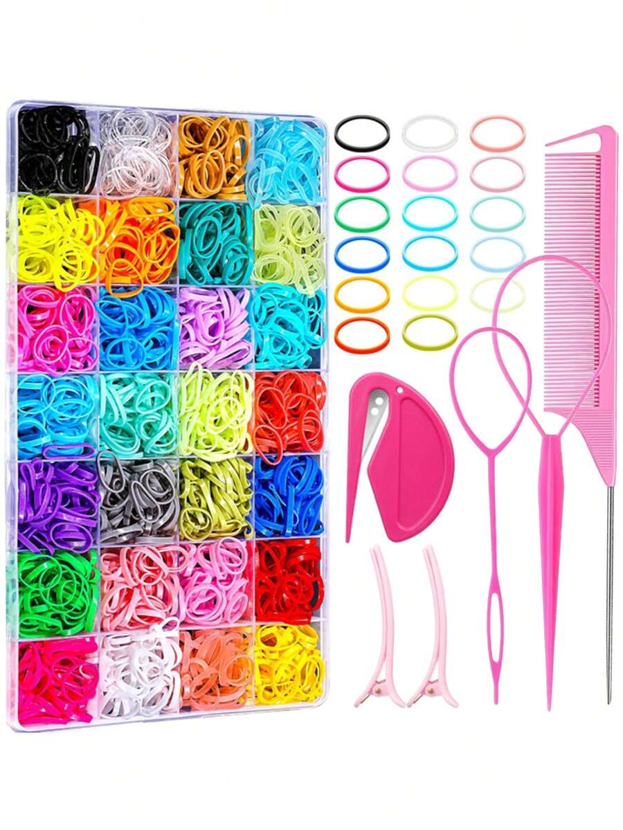 1006PCS Random Color Elastic Hair Bands,Mini Hair Rubber Bands For Hair,With Hair Clips Hair Tail Tools, Hair Accessories Set For Girl, Baby, Kids,Toddle