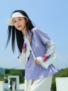 1pc Lovely Ice Sleeves For Women, Summer New Loose Fresh Anti-UV Driving Gloves, Ice Silk Arm Sleeves, Hand & Elbow Sun Protection