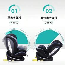Reecle チャイルドシート 360° 回転式 新生児~12歳頃 0~36kg ISOFIX対応 シートベルト固定 (ブラック) - ブラック - チェックする 6