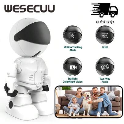 Robot Security Camera 2K Baby Pet Monitor Wireless Indoor- 2.4/5G Hz WiFi 360° Motion Detection Cameras For Home Security IP Indoor PTZ, High-Definition Full-Color Night Vision, Siren Alarm, Audio And Video Two-Way Call Camera