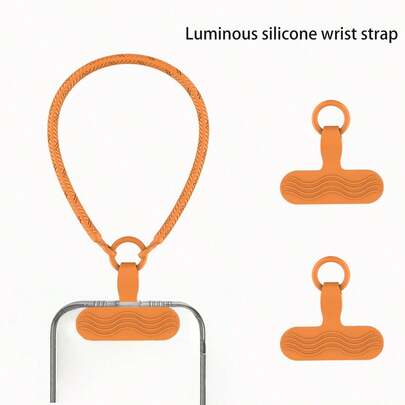 1pc Minimalist Silicone Wristband Phone Lanyard + Silicone Clip, Durable Key Chain, Bag Strap, Universal Phone Case Holder