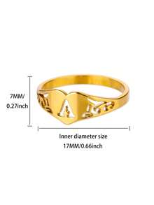 1PC Fashion Hollow Initial Letter Heart Rings For Women Gold Color Stainless Steel A-Z Letter Ring Aesthetic Wedding Jewelry Gift - Yellow Gold - View 48