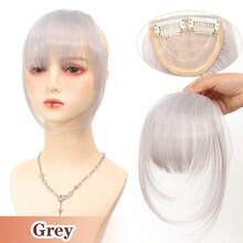 齐刘海直刘海夹式接发刘海两边分层长直侧刘海黑棕色假发女士 1 件