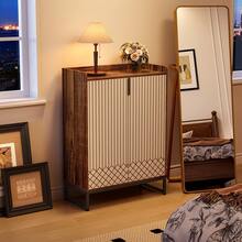 LITTLE TREE Schuhschrank 73x35x105cm mit 2 Türen – Weiß-goldener Metallrahmen für 25 Paar Schuhe, schmale Schuhaufbewahrung für Flure (1 Stück) - Braun - Übersicht 8