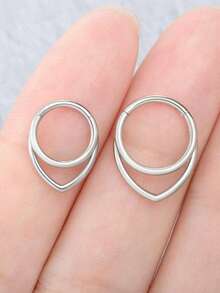 316L Stainless Steel V-Shaped Nose Septum Ring, Low Allergy, 16G, Suitable For Nose Septum/Bridge/Ear Cartilage/Helix/Tragus Piercing, Single Piece, Unisex - Cool1 - View 9
