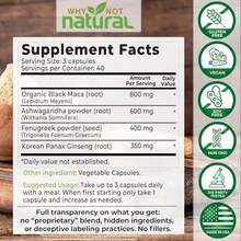 Why Not Natural 4-In-1 Herbal Supplement – Organic Black Maca Root, Ashwagandha, Fenugreek & Panax Ginseng – Supports Hormone Balance, Energy, Vitality & Stress Relief – For Men & Women (Pakc Of 1) - 1 chai - Xem 9