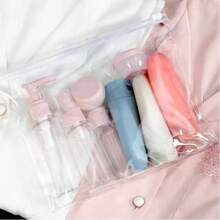 Kit 11 Frascos Porta Shampoo/ Cremes/ Plastico Para Viagem - Transparente - Visão 8