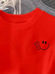 CAMISETA DE DAMA CON ESTAMPADO CARITA FELI MINI PARA ESTE VERANO IDEAL PARA GYM O CASUAL - Rojo - Ver 3