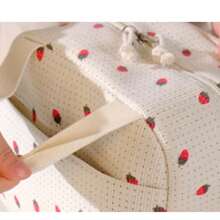 1pc Strawberry Print Corduroy Insulated Lunch Bag, Waterproof Carry Tote Bag For Students & Office Workers, Cute Meal Cooler Bag