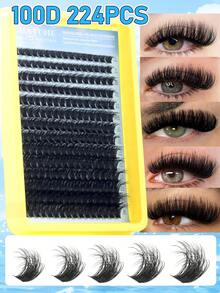280/224簇单根睫毛册 大容量 60D+80D+100D 10-18毫米混合长度簇睫毛加长增厚蓬松睫毛初学者DIY睫毛延长套装 居家自戴分段睫毛持久睫毛束睫毛 - D - 查看 5