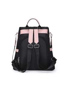 Black And Pink Oxford Cloth Women'S Backpack With Multiple Compartments, Perfect For Teen Girls, Women, Men, Students, Travel, Work, School, And Daily Use – Stylish, Lightweight, Anti-Theft, Durable, With Cute Pom-Pom Charm. The Material Appears To Be Durable, Making It Suitable For Daily Use, Such As Commuting Or Traveling. For Carrying Books, Personal Items, Etc. - 黑色 - 查看 9