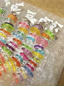 可爱马卡龙彩虹纽扣卡通别致猫咪挂绳吊坠手机通用配件可爱礼物链女