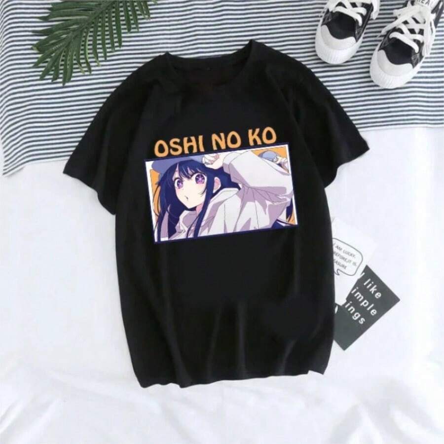 COOL SUMMER Fashion Women T-Shirt Manga Anime Oshi No Ko Harajuku Ullzang T Shirt Female Ai Ruby Akane Aquamarine Hoshino Clothes Tops - 黑色 - 查看 1