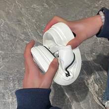 Little White Shoes Women's New Spring And Autumn Flat Student Semi-Slip-On Shoes Slip-On Korean Versatile Shoes Summer Breathable Casual Shoes Fashion Women's Sneakers Shoes That Can Be Worn In All Seasons - 白色 - 查看 6