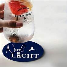 1/6圆形字母图案木质杯垫，艺术桌面摆件，适用于家居装饰、办公室、厨房、餐厅、咖啡厅桌面保护，是艺术爱好者的最爱礼物