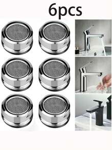 6 个银色不锈钢节水水龙头起泡器，M24 螺纹浴室水龙头起泡器，可更换过滤器混合喷嘴，适用于厨房水槽、金属和塑料 - 彩色 - 查看 2