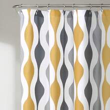 Mid Geo Shower Curtain, 72 X 72, Gold & Gray, Bathroom Decor - Turquoise & Orange - View 10