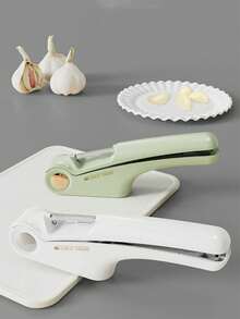 1 Pc Large Garlic Press, Garlic Paste Maker, Garlic Slicing Tool, Clamp, Wine Bottle Opener, Peeler, Multi-Functional Zinc Alloy Stainless Steel, Manual Pull-Type Garlic Press - Silver - View 14