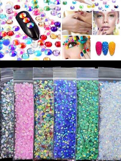 2026新款50克散装水钻套装 - 美甲及手工装饰宝石，含点钻笔、镊子和三角托盘 | 多用途DIY配件，适用于家居、美甲、珠宝制作