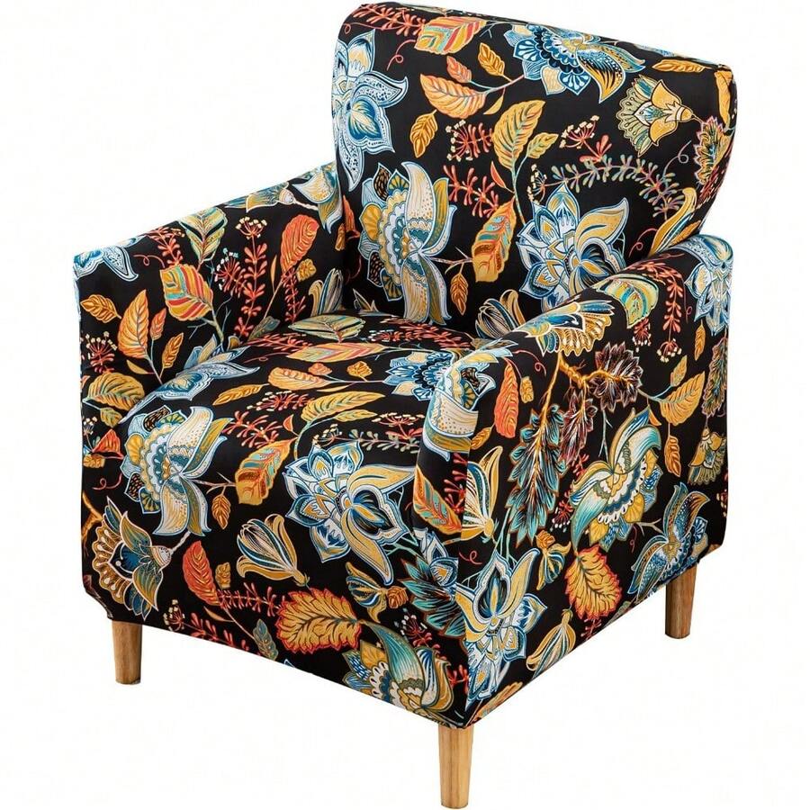 Local Delivery - Banquet Armchair Slipcover Printed Chair Covers With Arms Stretch Club Chair Slipcover Soft Armchair Sofa Covers Anti-Slip Furniture Protector For Dogs Pets Home Living Room Decor, 14 - A5 - 查看 1