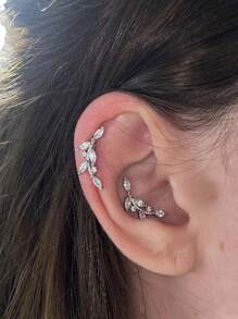 1 pièce/2 pièces Boucles d'oreilles à clou en zircone forme de feuille, couleur or/argent, convient pour la décoration de fête et le port quotidien
